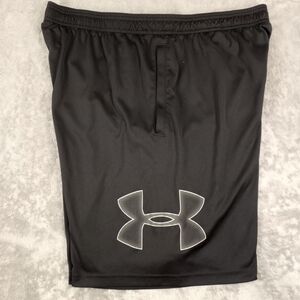 Under Armour Black Athletic Training Shorts with White Logo Size XL